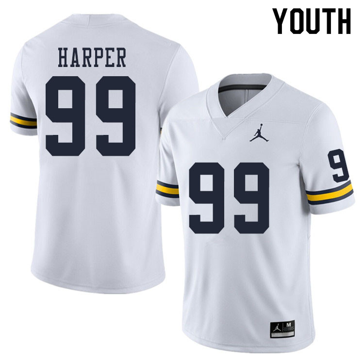 Youth #99 Trey Harper Michigan Wolverines College Football Jerseys Sale-White